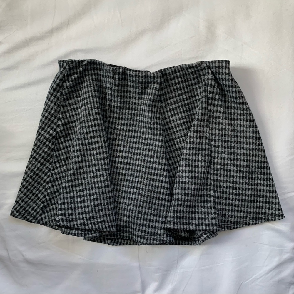 Gingham Skort Black & Gray Flared Built-in Shorts 7day weekend